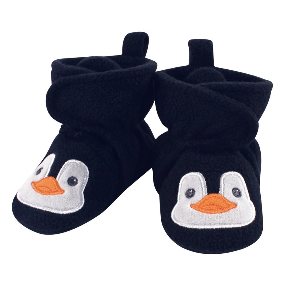 Hudson Baby Toddler Animal Fleece Booties, Navy Penguin, size 12-18 months (L)